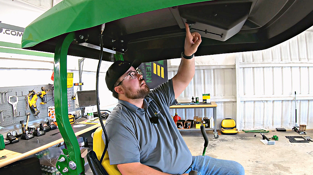 How to Install a Deluxe Canopy with Fan onto a John Deere Z735M Zero-Turn Mower ' Thumbnail'